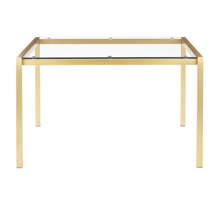 LUMISOURCE Fuji Dining Table in Gold Metal with Clear Glass Top DT-FUJ4728 AUGL